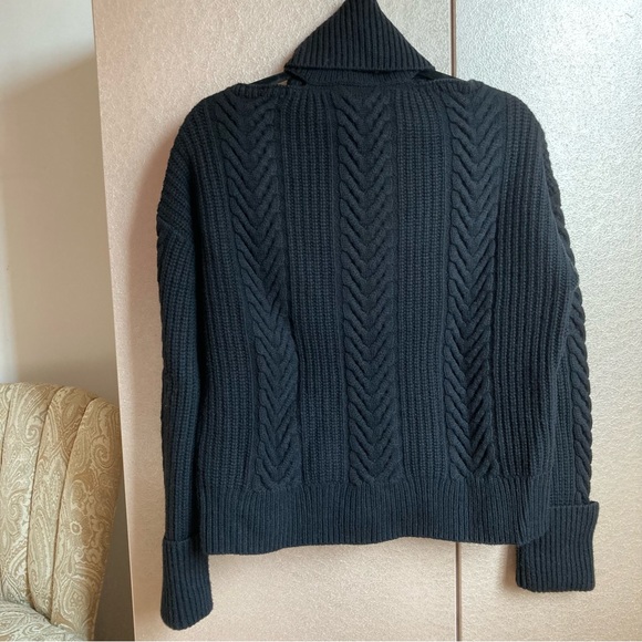 PAIGE | Lorilee Rollneck Cutout Cableknit Sweater Black Sz S - Picture 5 of 7